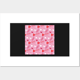 Pink Happy Love Valentine's Day Pattern Posters and Art